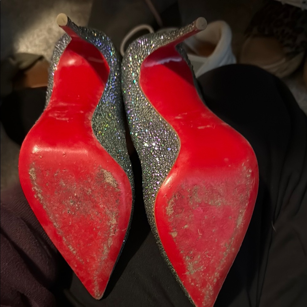 Louboutin Pigalle 100 Surde Silver High Heels - Picture 4 of 12